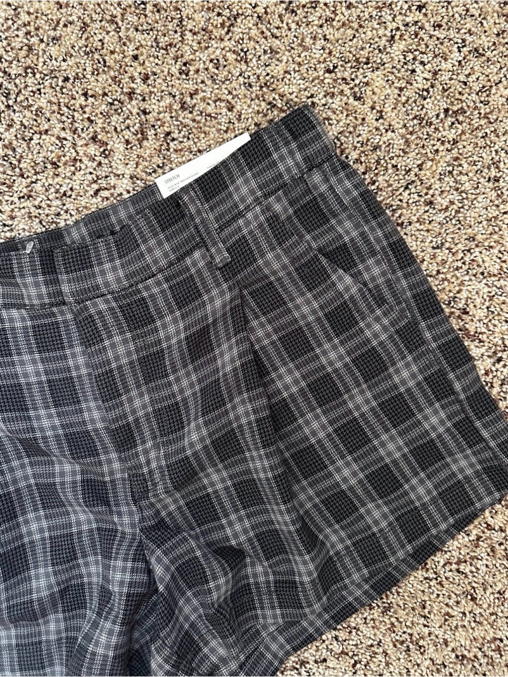 American Eagle Outfitters Black & Gray Plaid  high rise trouser shorts